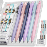 Nicpro 6PCS Pastel Mechanical Pencil Set with Case, Cute Drafting Pencils 0.5 mm & 0.7 mm & 0.9 mm with 6 Tubes HB Lead Refills,