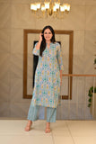 Gosriki Women'S Cotton Blend Straight Printed Kurta With Pant (Surili Blue-Gs_M_Blue_Medium),Blue,,B0D2Y7THFR