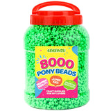 8000+ pcs Pony Beads Bulk for Bracelet Green Plastic Beads Making for Hair Braiding DIY Crafts Kandi Jewelry Key Chains and Orna