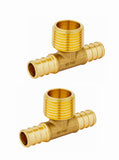 2-Pack EFIELD Pex Crimp 1/2 Pex X 1/2 Pex X 1/2 Male NPT Tee Brass Fittings, ASTM F1807