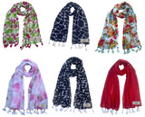 Fusfus WomenS Printed Chiffon Scarves And Stoles, Free Size(Multicolour, Fs2598) Pack Of 6 (Multicolor4)