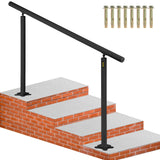 VEVOR Handrail for Outdoor Steps, 4-5 Steps Black Round Outdoor Handrail, Adjustable Aluminum Staircase Handrail, Thickened Stai