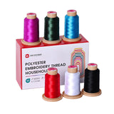 Poolin Embroidery Machine Thread 6 Colors Richword Selected 800M 40WT (108D/2) Polyester Thread, for Embroidery & Sewing Machine