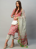 Anni Designer Women'S Cotton Blend Straight Printed Kurta With Pant & Dupatta (Tanvi Red-Kbv_S_Red_Small),Red,S,,,