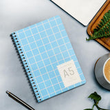Fun Lines Premium A5 Notebooks I 80 Gsm I 180 Pages I 300 Gsm Cover I Spiral/Wirebound (Blue Grid, Unruled/Blank)