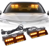 Xridonsen Amber 2 In 1 Emergency Dash Strobe Lights Interior Windshield Lights Hazard Warning Safety Flashing W/Suction Cups For Construction Trucks Vehicles Car (2?7.16 Inch 16 Led) -Like New