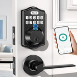 keyless Entry Door Lock deadbolt with Handle Set-Front Fingerprint Smart Locks with 2 Lever Handles-Keypad Code Deadbolt -App Co