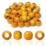 Yellow Wood Beads 18mm Large Hole Round Loose Spacer Beads Vintage Style Wooden Macrame Beads with 10mm Hole for Garlands Home B