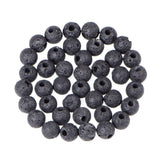 AD Beads Natural Gemstone 8mm Round Loose Beads Big Hole 2.5mm Sized 40pcs (Black Lava Stone)