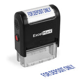 for Deposit ONLY ExcelMark A1539 Self Inking Rubber Bank Stamp Blue Ink