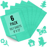 6PCS Felt Fabric Sheets 9 x 12 - 1.6mm Thick Soft Felt for Craft Sewing DIY Patchwork Art Projects Decorations (Aqua Green)