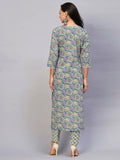 Gosriki Women'S Cotton Blend Printed Straight Kurta With Pant (Guru Blue-Gs_M_Blue_Medium),Blue,,B0C2PHLN1M