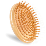 Bamboo Massage Comb, Wooden Scalp Massager Wooden Hair Brush Round Portable Bamboo Comb Anti-Static Air Cushion Hairbrush Mini T