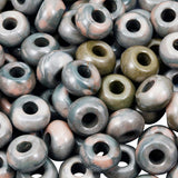TUMBEELLUWA Natural Gemstone Beads for Jewelry Making, Rondelle Large Hole Loose Beads Pack of 15,Red Zebra Jasper(8x14mm)