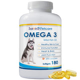 Omega 3 Fish Oil for Dogs - Natural Pet Supplement for Shiny Coat - Wild Caught More EPA & DHA Than Salmon Oil - 180 Capsules No