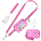 Tiostep Clip and Go Strap for Phone with Wallet Crossbody Phone Lanyard and Detachable Checkered Bag with ID Window and RFID Pou
