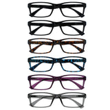 OPULIZE PEP Classic Reading Glasses for Women Men, Scratch Resistant Rectangular Frame with Spring Hinges, Black, Brown, Blue, P