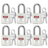 BOZZYS Lockout Tagout Locks 6-Pack|OSHA White Loto Locks Keyed Different|2 Keys/Lock for Industrial Machinery & Electrical Panel