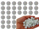 12mm Resin Rhinestone Beads for Jewelry Making 60pcs White Sparkly Glitter Disco Ball Beads for Bracelets, Necklaces, Decorative