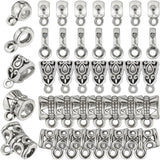 SOFPLATE 1 Box 300Pcs Loop Bead Bails Small Bail Tube Beads Bulk Alloy Textured Tibetan Style Spacer Connectors Silver for Jewel