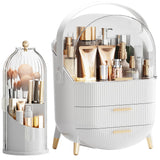 Makeup Organizers Countertop, Makeup organization for Vanity, Cosmetic Storage with Lid and Drawers, Skincare Display Cases with