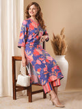 Anni Designer Women'S Rayon Blend Straight Printed Kurta With Pant (Kalol Blue_Xl_Blue_X-Large),Blue,XL,,,