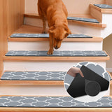 Rubber Carpet for Stairs, 15 Pack Non Slip Stair Treads Indoor for Wooden Steps, 30x8 Inch Reusable Staircase Runner Safety Step