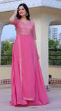 Wedani Faux Georgette Embroidery Sequins Work Anarkali Kurta Set For Women (In Alpha 2Xl Regular Pink),PINK,2XL,Georgette,Anarkali,