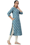 W For Woman Blue Rayon Button Down Kurta Clay Blue Xs