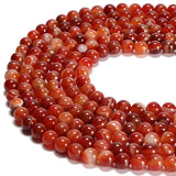 jodaying 6mm Red Stripe Agate Smooth Round Natural Gematone Loose Beads for Jewelry Making DIY Findings 1 Strand 15