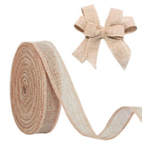 JaoZuyard Burlap Ribbon 1 inch X 20 Yard Natural Linen Woven Ribbon DIY Handmade Wired Edging Production Wreath Holiday Decorati
