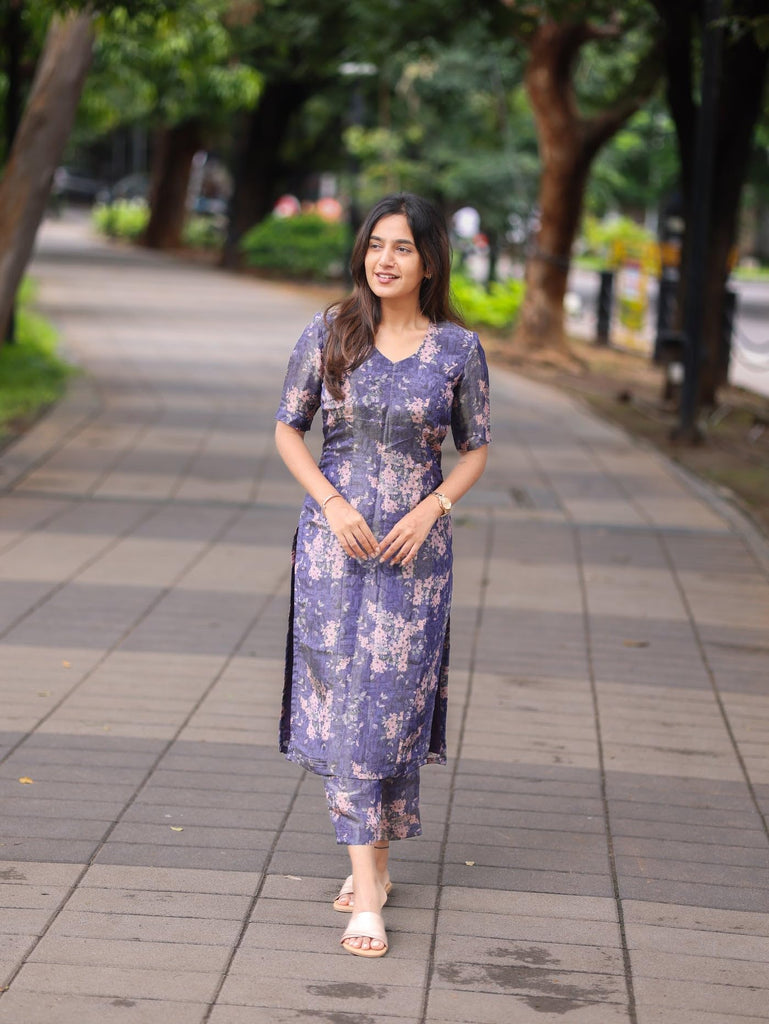 Anni Designer Women'S Rayon Viscose Straight Printed Kurta With Pant (Tisur Begani_Xl_Begani_X-Large),Begani,XL,Rayon,Regular,