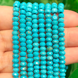 2 String 220PCS 3x5mm Natural Turquoise Stone Beads for Jewelry Making, Songxi Facted Loose Gemstone Beads for DIY Bracelet Neck