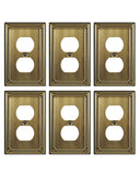ZILLSEA Metal Wall Plates, Switch Plates and Outlet Covers, Decorative Pearl Design (1 Duplex 6PK, Antique Brass, Midsize)