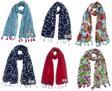 Fusfus WomenS Printed Chiffon Scarves And Stoles, Free Size(Multicolour, Fs2420) Pack Of 6 (Multicolor2)