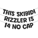 Fulmoon Pre Strung This Skibidi Rizzler Is No Cap Glitter Banner Birthday Party Decorations, Funny Birthday Sign, Party Supplies