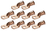 TEMCo 10 Pack Bare Copper Welding Battery Cable Ends, Lugs Terminal 3/0 AWG 3/8 Hole (6 AWG to 1/0 AWG Options Available)