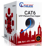 NewYork Cables | CAT6 Plenum Cable 1000ft Blue | 100% Solid Bare Copper, UTP, 550MHz, 23AWG, 4Pair 10GB Ethernet Cable, Most Cer