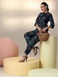 Libas Women'S Silk Blend Co-Ords (48997_Blue Blue Xl