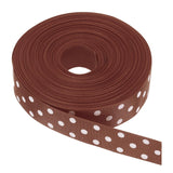 MECCANIXITY Grosgrain Ribbons 25 Yards 1 Inch Red Brown with White Dots Ribbon Bow Decoration for Crafts Gift Wrapping Wedding D