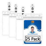 Vertical ID Badge Holder with Clip and Straps Heavy Duty Waterproof Ziplock Clear Plastic Name Tag Holder PVC ID Card Holders by