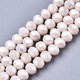 10 Strands Briolette Faceted Rondelle Glass Beads 4x3mm Electroplate Glass Opaque AB Color Tiny Loose Beads 1230pcs for Bracelet