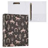 Cowboy Desert Round Ring Binders 1.5 Inch Cactus Skull Horse 3 Ring Clipboard Binder for Office School Work Supplies File Folder