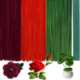 300Pieces Red Green Pipe Cleaners with 20Pieces Flower Stems, Pipe Cleaner Crafts for DIY Art and Craft Projects Creative Gift P