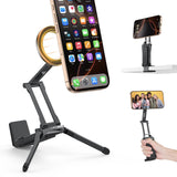OMOTON 360Rotating for MagSafe Tripod Mount, Adjustable Aluminum Magnetic Phone Tripod for iPhone 17/16/15/14 Pro Max Air, Folda