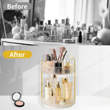 Asayuee LAXELLE 360 Rotating Makeup Organizer,2 Tier Large Capacity Make Up Organizers and Storage,Skincare Perfume Vanity Organizers,Bathroom Cosmetics Storage Organizer Countertop(Clear)