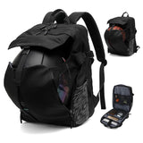 MIHUNTER Motorcycle Backpack, 17'' Laptop Compartment, High-Density Nylon, Adjustable Helmet Holder, Reflective, Waterproof for