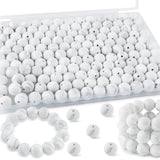 Kovict 145pcs Silicone Beads, 15mm Silicone Beads for Keychain Making, Pens Bracelet Necklace DIY Crafts (Marble White)