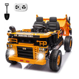 Megosky 24V 2-Seater Kids Ride-on Dump Truck, Electric Car for Kids with Remote Control, Electric Dump Bed, Shovel, Key Start, S