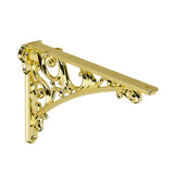 Khtumeware Polished Brass Shelf Bracket 6 Inch, Decorative Brackets for Shelving, Heavy Duty Bright gold Ornate Shelf Bracket, H